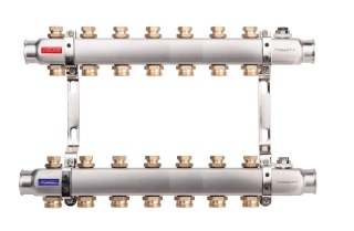 ROZDZIELACZ INOX K30 7 SEKCJI Z ZAWORAMI ODCINAJĄCYMI DO C.O. TRINNITY  
